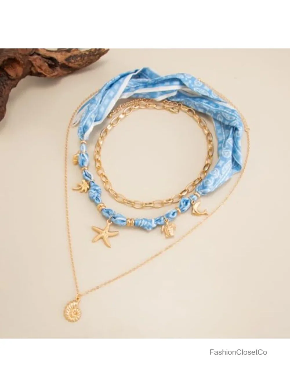Layered Starfish Scarf Choker Necklace Boho Beach Charm Jewelry